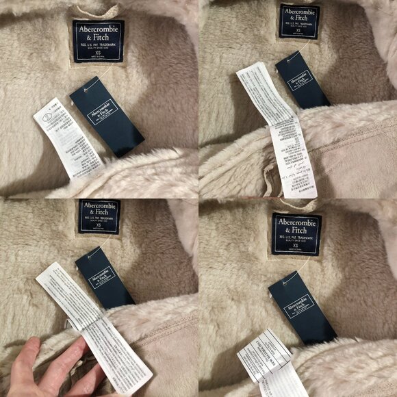 NWT Abercrombie and Fitch Moto Jacket Womens Size XS Beige Suede Faux Shearling - Picture 6 of 8